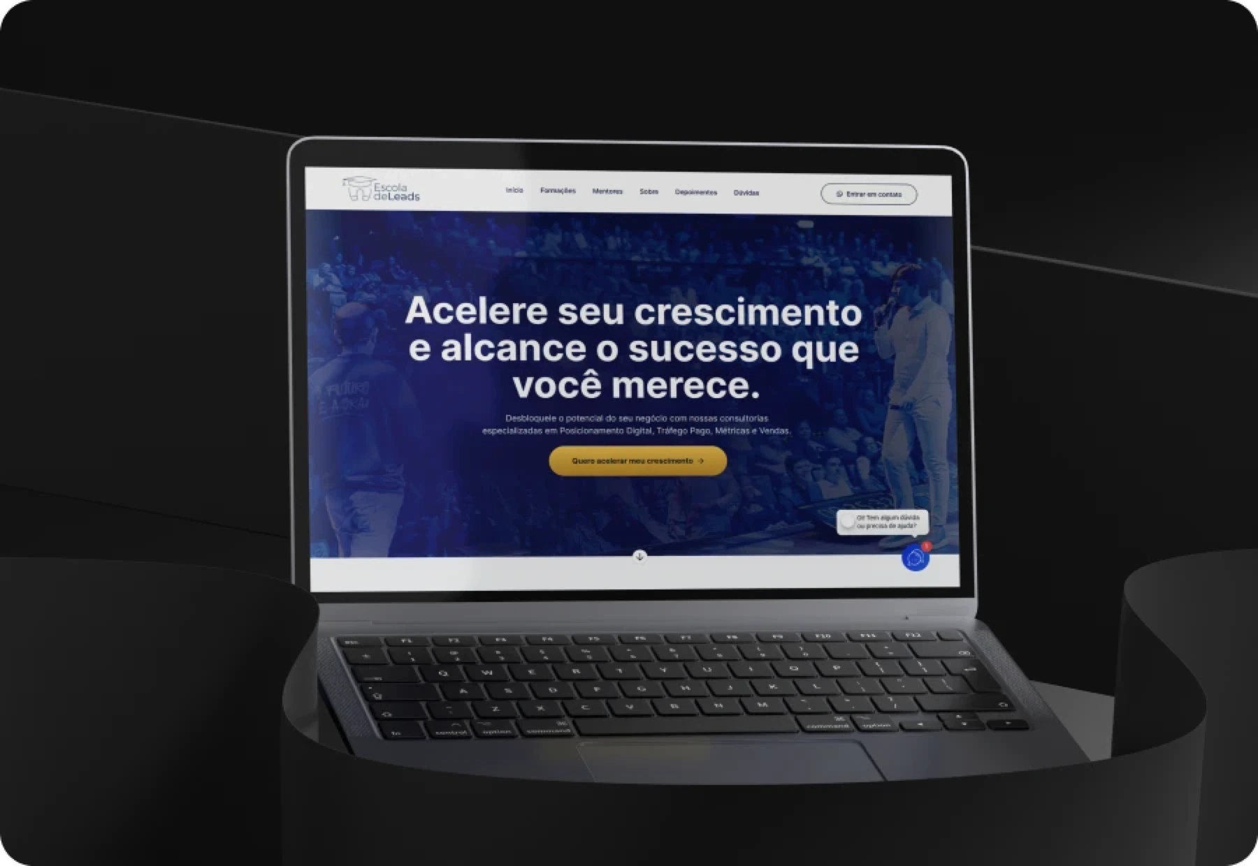 Notebook apresentando a landing page da Escola de Leads
