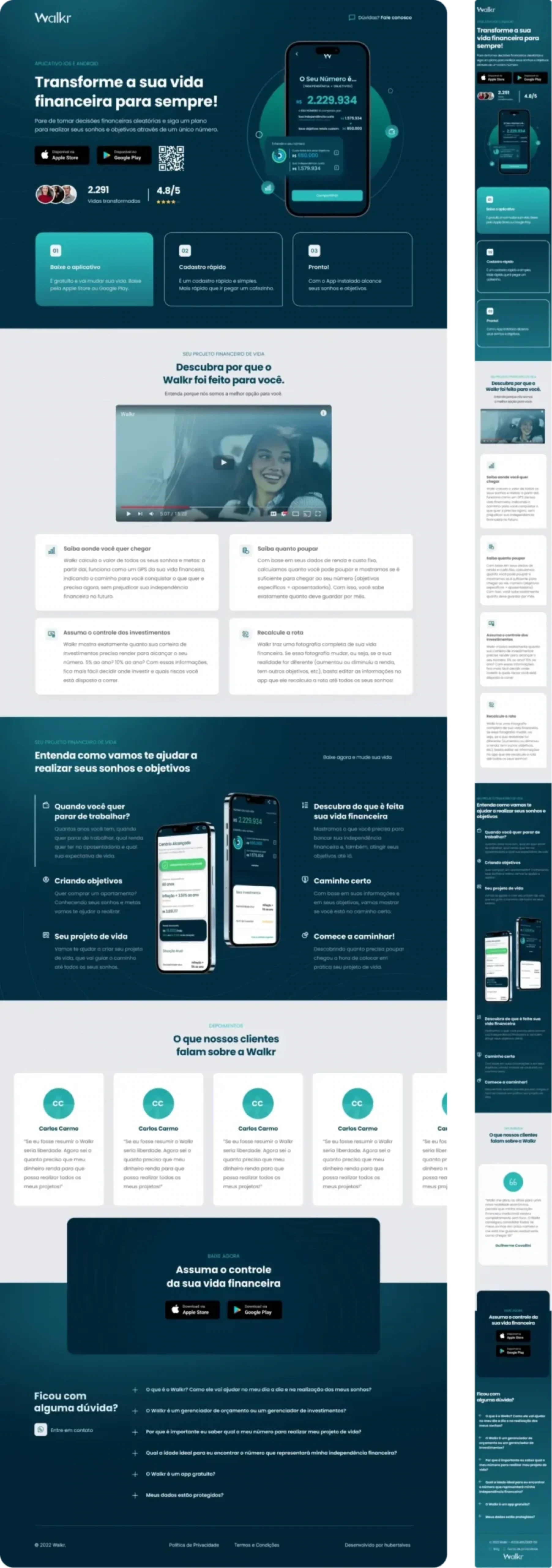 Visão completa da interface desenvolvida para a Walkr